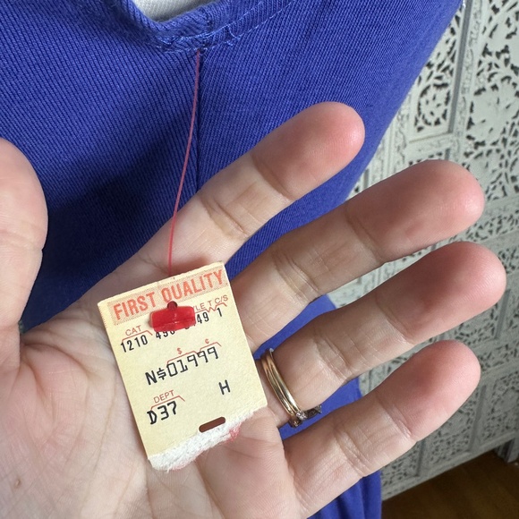 Vintage Deadstock NWT Indygo Purple Ribbed Drop Waist Open Back Sleeveless Dress - Picture 6 of 8